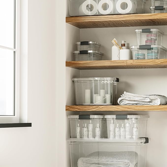 Superio Clear Storage Box with Lid, 21 Quart Plastic Container Bins for Organizing, Stackable Crates, BPA Free, Non Toxic, Odor Free, Organizers for Home, Office, School, and Dorm