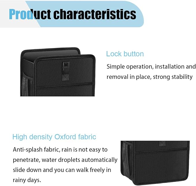 Car Trash Can, Hanging Waterproof & Leakproof Autmotive Storage Bag, Foldable Washable Vehicle Garbage Container, 2.6 Gallon Portable Auto Rubbish Bin for Sedan SUV Truck (Large)