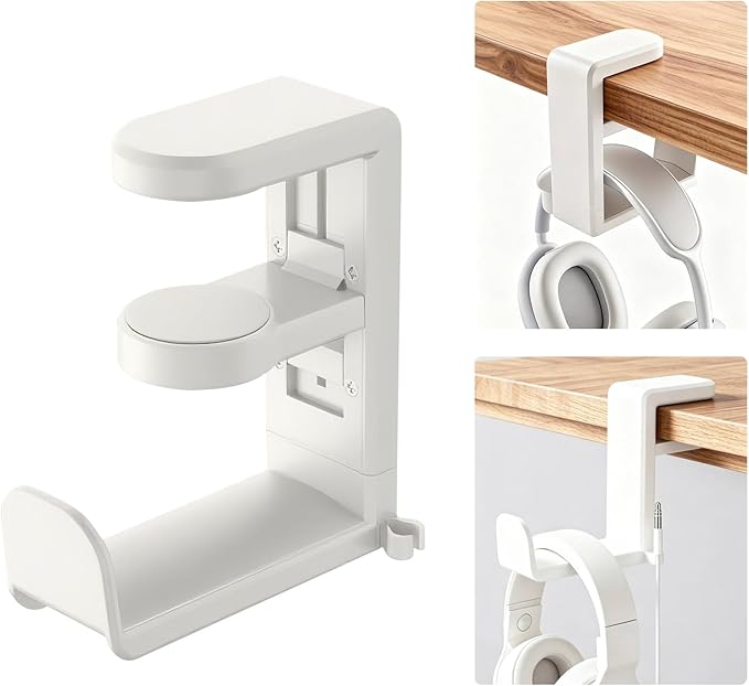 Headphone Hook，Headphone Stand，PC Gaming Headset Holder for Desk，Headset Hook，Desk Headphone Hanger，Desk Hook with 360-Degree Adjustable Rotation