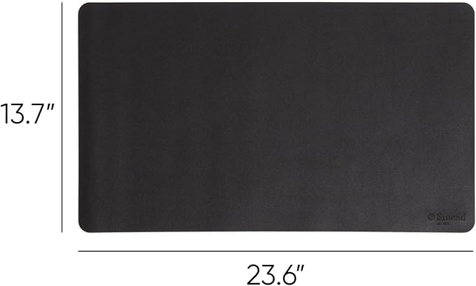 Smead Desk Pad, Vegan Leather Desk Mat with Non-Slip Faux Suede Backing, Perfect Desk Organizer for Office Decor, 23.6” x 13.7” Small, Charcoal (64838)