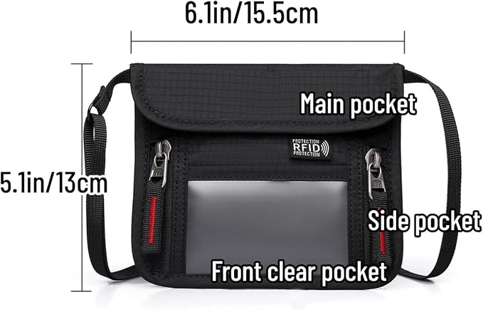 Passport Holder for Travel Pouch Neck Wallet for Traveling Women Men with RFID Blocking Waterproof and Slim Neck Pouch Adjustable Neck Strap (Blue)