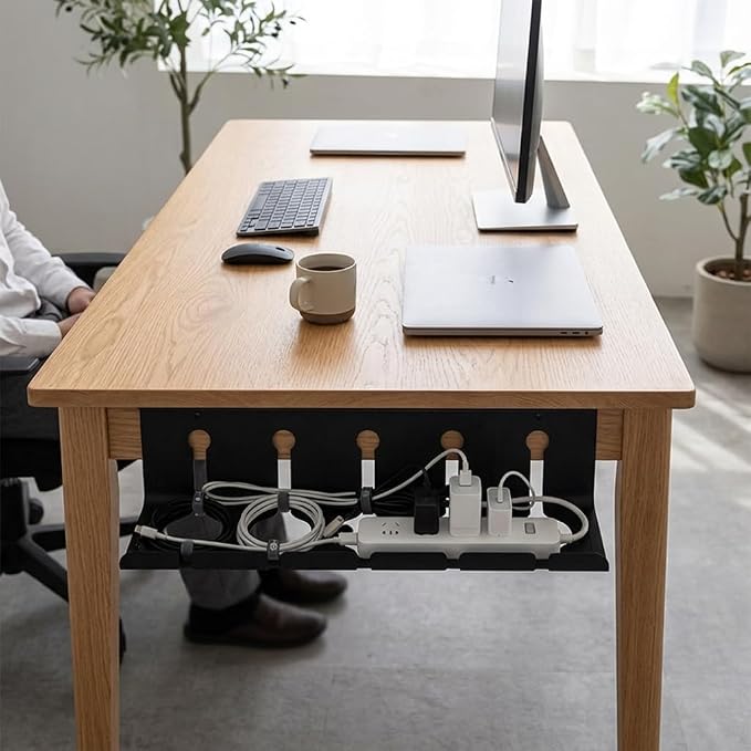 Metal Cable Management Under Desk for Easy mounting Under-Table, Set of 2 - with 10X Cable Ties, Desk Organizer for Office/Home Office Table Thoughtful Cable Tray Holder