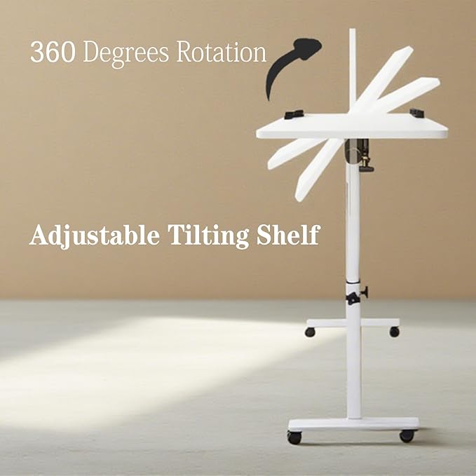 Height and Angle Adjustable Overbed Tables Laptop Stand with Wheels for Couch Hospital Over Bed Table Side Tray Tables Laptop Bed Sofa Side Table
