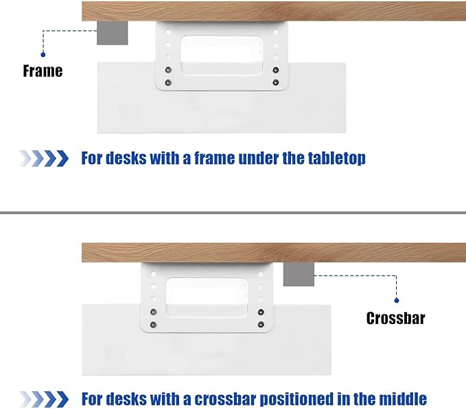 Under Desk Drawer Storage with Lock, Metal Undermount Table Drawer, Ball Bearing Slides Out Tray Organizer for Paper, Pencil, and Laptop 17.3"x11.8"x5.4", White with Adjustable Brackets