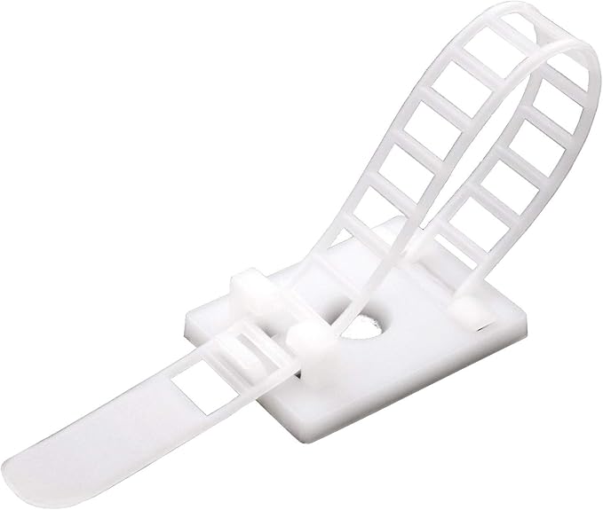 Mini Cable Clips 3M Adhesive, Multipurpose Cord and Wire Organizer for Cable Management Adjustable Large - 60 Pack Bundled with 10 Bonus Reusable Cable Ties (White)