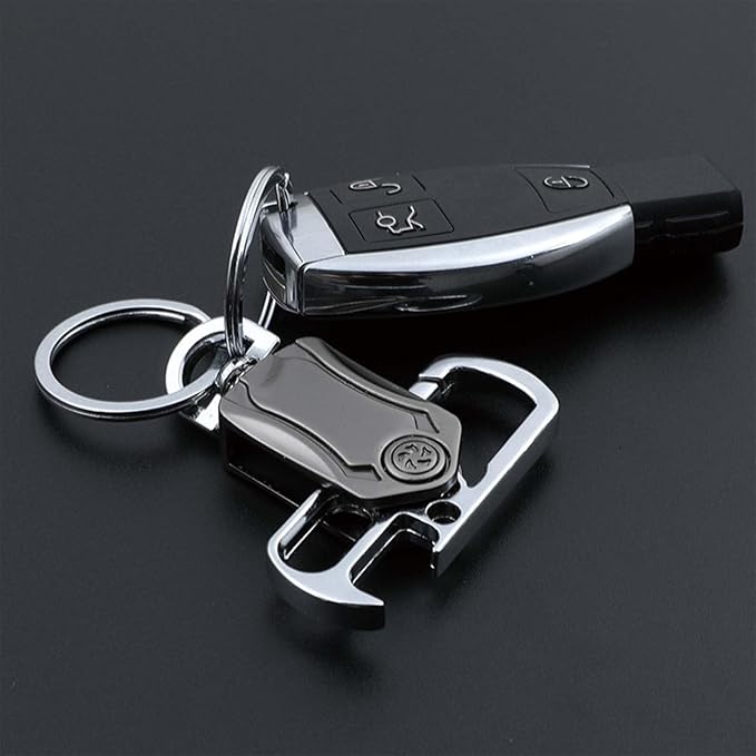 Multi-Function Keychain for Men - Dual Key Ring Organizer with Bottle Opener, Phone Stand & Fidget Spinner，Llaveros para Hombres Car Key Chain.
