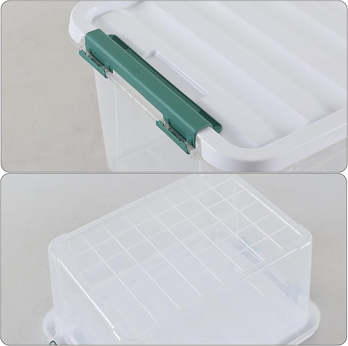 Jekiyo 4 Packs Large Latching Container Box, 20 Quart Plastic Storage Bin