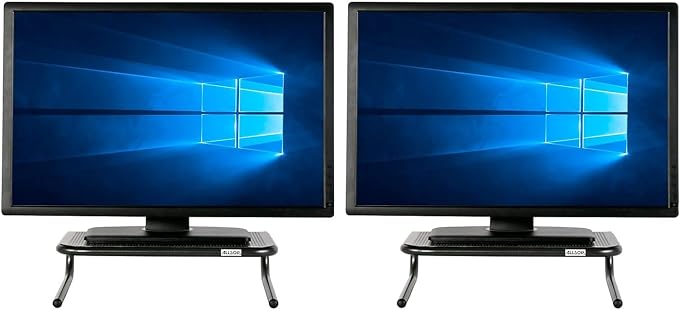 Allsop Metal Art Jr. Monitor Stand, 14-Inch Wide Platform Holds 40 lbs with Keyboard Storage Space - Pearl Black, 2 Pack