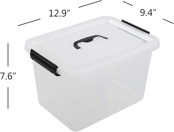 1-Pack Plastic Storage Box, Clear Latch Box with Handle and Lid, 10 L