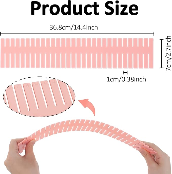 TWUTGAYW 14.5 in Pink DIY Grid Drawer Organizer for Socks, 8PC Adjustable Plastic Storage Drawers Divider, Drawer Organizer Grid Dividers, Pink Drawer Partitions for Tie, Bras, Underwear, Makeup
