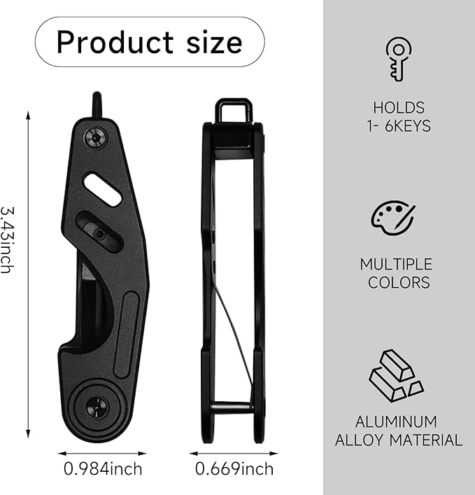 Key Organizer Compact Key Holder, Minimalist Clutter-Free EDC Smart Keychains, Metal Car Key Chain Secures 2-6 keys