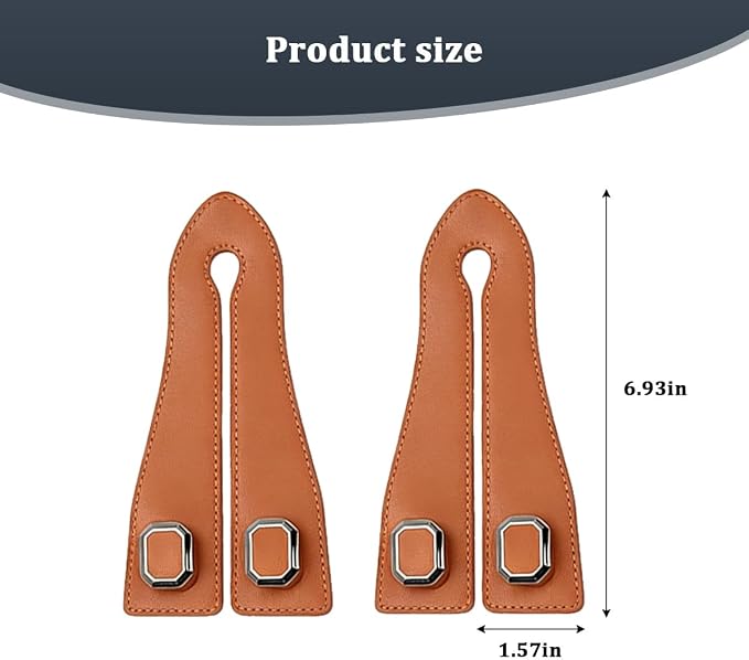 2PCS Car Headrest Hooks, Nappa Leather Metal Vehicle Double Seat Back Storage Hook for Purse Bag Coat, Multifunctional Automotive Interior Hanging Hanger, Universal Fit (Orange)