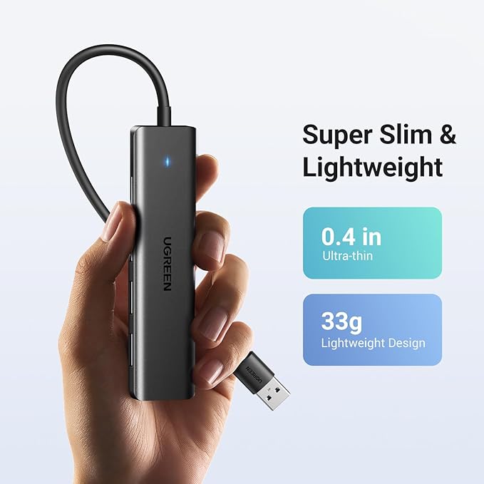 UGREEN USB 3.0 Hub, 4 Ports USB A Splitter Ultra-Slim USB Expander for Mouse, Keyboard, Flash Drive, U Disk, Printer Compatible with Laptop, Desktop PC, Xbox, PS5, and More