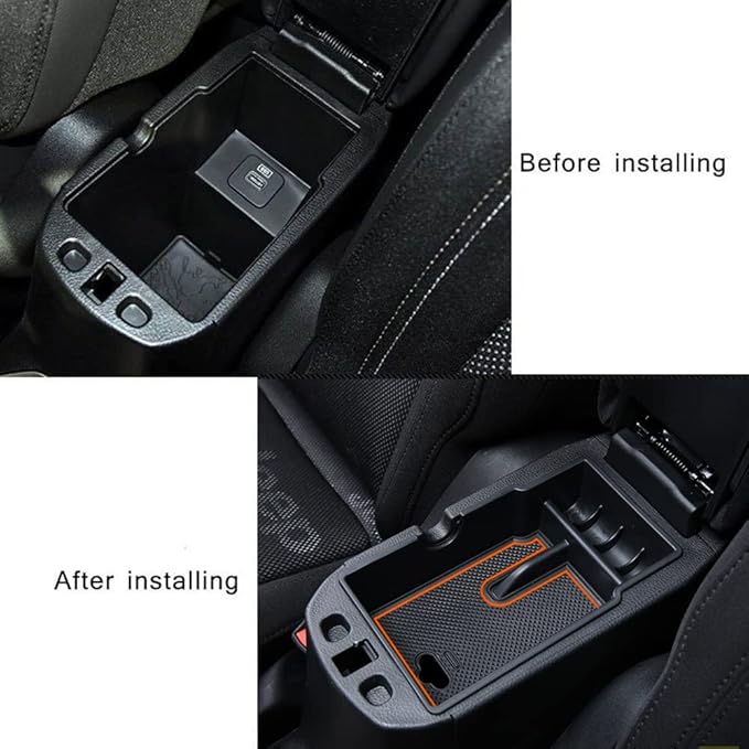 EDBETOS Center Console Organizer Tray Compatible with Jeep Renegade Accessories 2015-2019 2020 2021 2022 2023 Armrest Glove Box Secondary Storage (Orange Line)