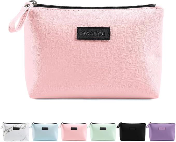 Cosmetic Bags for Women Small Makeup Bag for Purse Pu Leather Makeup Pouch Travel Makeup Bag with Zipper Make Up Bag for Travelling