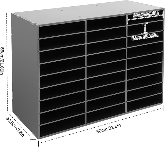 Literature Organizer 27 Slots, Compartments Mail Sorter Organizer, Adjustable Desktop File Organizer with Removable Shelves, Paper Organizer for Home Office School (Black, 27 Slots)