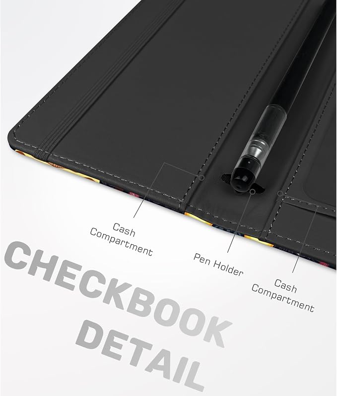 Printed Checkbook Cover, RFID Blocking Checkbook, Stylish, Lightweight, Slim Durable, Multi-Functional Checkbook Holder for Personal and Business Checks (Mushrooms)