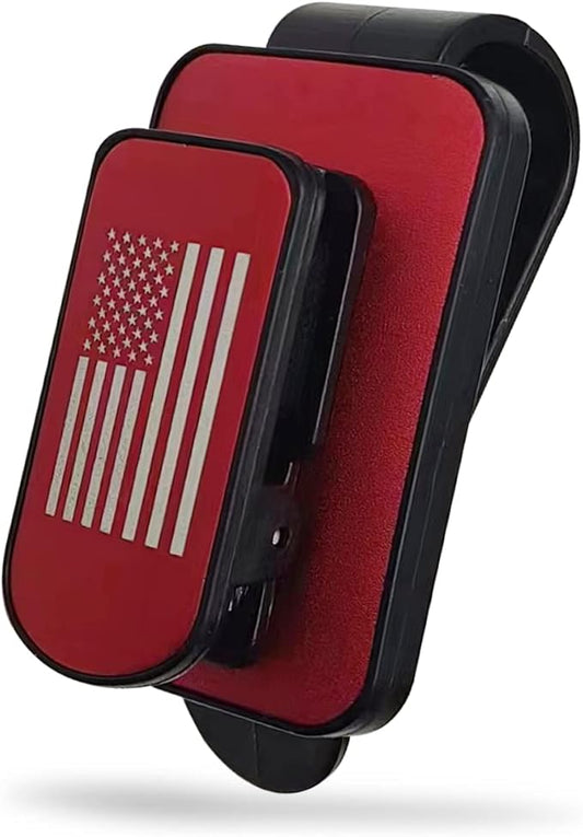 Sunglass Holder for Car Visor, Multi-Function Ticket Card Clip Upgrade Metal Flag Personality Modeling for Car SUV Truck, American Flag Ticket Card Glasses Clip(Black/Red)