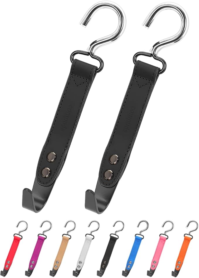 Car Hooks,Car Purse Hook,Car Headrest Hook 2 Pack Leather Headrest Hooks for car Accessories,SUS304 Car Bag Hooks(Black)