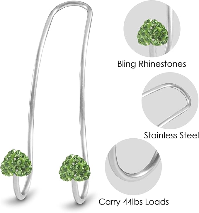 Guoord Auto Hooks Decorations - 2 Pcs Heart-Shaped Purse Hook Hangers, Car Hangers with Durable Backseat Holder, Storage Universal for SUV Truck Vehicle (Green)