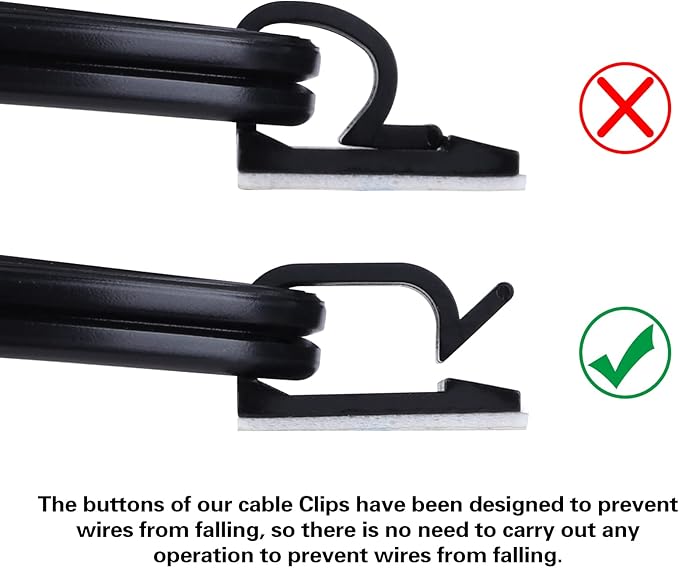 XHF 3/4” Adhesive Cable Wire Clips Black 60pcs, Cable Staples Outdoor Cable Management Wire Organizer Cord Holder for Under Desk, Car, Wall, TV PC Ethernet Cable