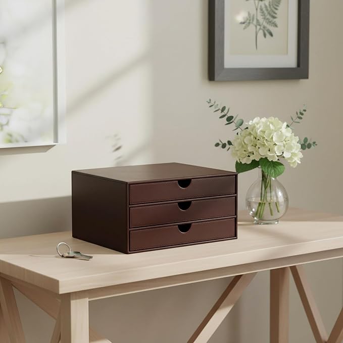UnionBasic Document Organizer, 3-Drawer File Cabinet Document Storage Box, Office Desktop Filing Organizer, Port Royale