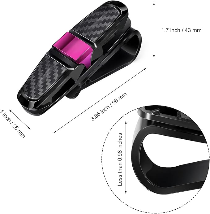 Boao 4 Pcs Sunglasses Holders for Car Sun Visor, Glasses Ticket Card Clip Mount Hanger, Double-Ends Clip 180 Degree Rotational Car Visor Accessories(Rose Red)