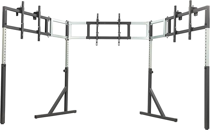 SimFab Triple Monitor and TV Floor Stand for Racing and Flight Simulators Model HD | Over 100x100mm VESA Mount, 40-55 inch Monitors or TVs (Triple Monitor or TV Stand, HD Mount Brackets)