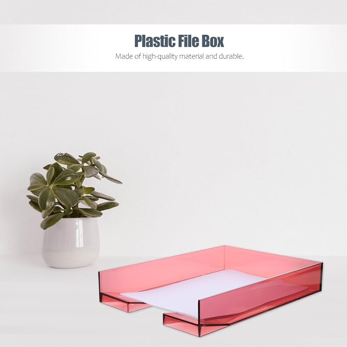 Stackable Document Organizer Box for A4 Paper, Plastic File Storage Container with Lid, Desktop File Organizer for Office and Home Use