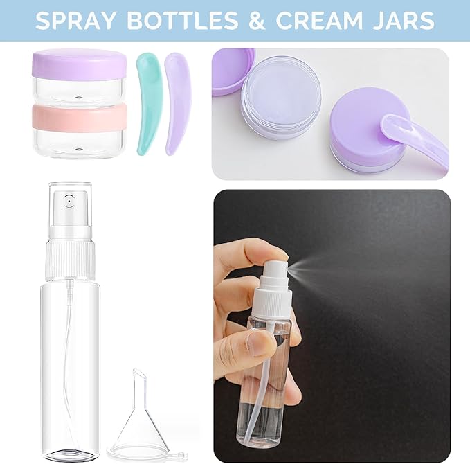 DEWSENSI 20 Pack Travel Bottles Set for Toiletries, TSA Approved Leak Proof Travel Size Containers Kit Portable Refillable Travel Accessories for Shampoo Conditioner Lotion Liquids (Multicolor A)