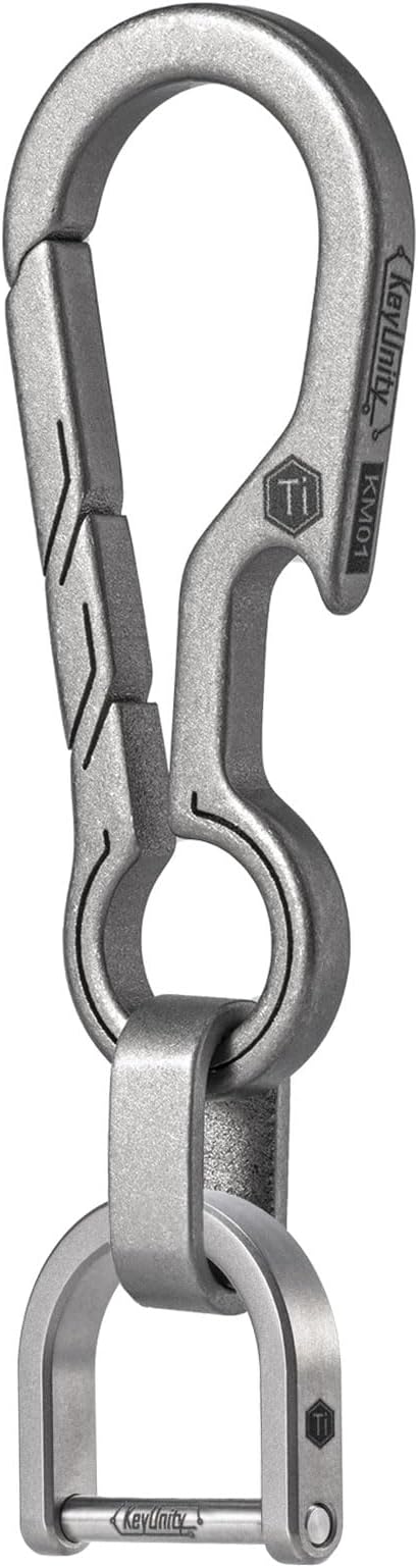 KeyUnity KM01 Titanium EDC Keychain Clip with Bottle Opener, Quick Release Carabiner Key Ring Holder for Men