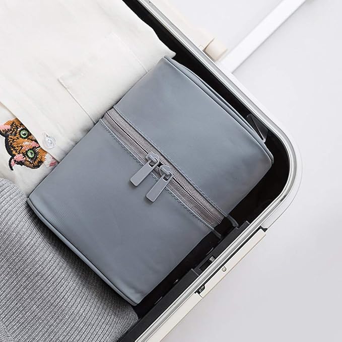 Makeup Bag Travel Cosmetic Bag 7.5x5.5x4.4 Inch Makeup Brush Holder Organizer Cute Portable Artist Toiletry Storage Bag Cosmetics Case for Women Girls,Gray