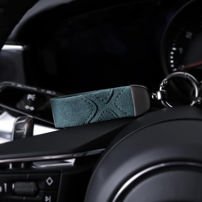 BETTERHUMZ Leather Suede Car Keychain,Key Chain Clip for Alcantara, Anti-Lost D-Ring for Men and Women Car Accessories