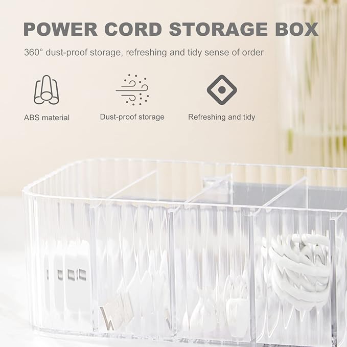 Cabilock Box Data Cable Storage Box Wire Dsl Cable Desktop Cable Organizer Cord Organizer Case Desk Containers Headphone Organizer Multi Grid Charge Cord Organizer Pp White Charger Bracket