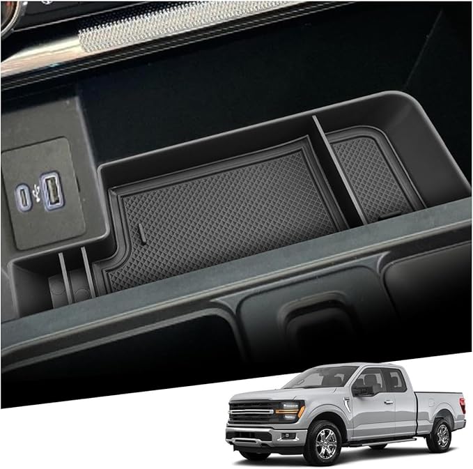 YEE PIN 2025 Ford F150 XLT Center Console Tray Hidden Storage for 2021-2026 Ford F150 & 2022-2024 F150 Lightning XLT F150 Console Organizer Middle 2025 F150 Console Tray for 2025 F150 XLT Accessories