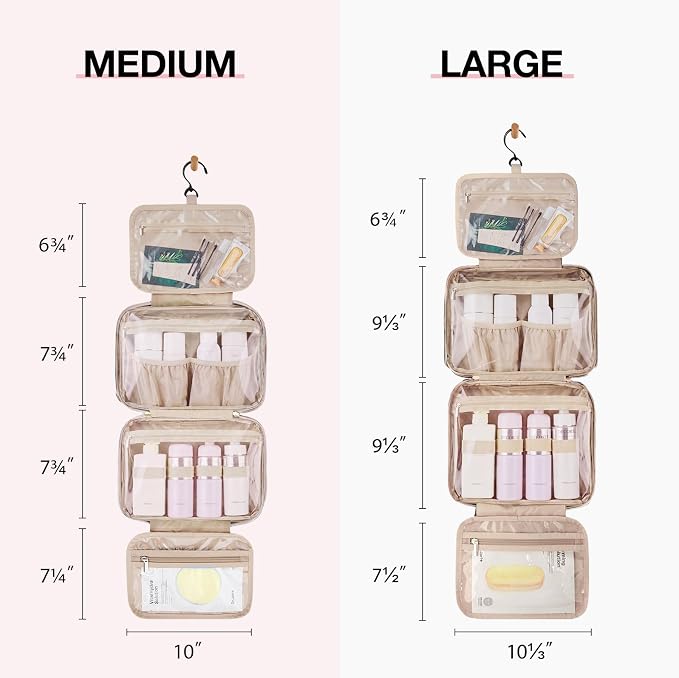 BAGSMART Toiletry Bag Hanging Travel Makeup Organizer with TSA Approved Transparent Cosmetic Bag Makeup Bag for Full Sized Toiletries(Dusty Green)