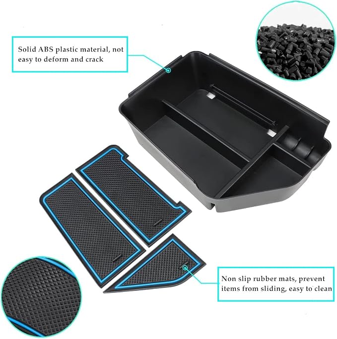 MARCHFA Center Console Organizer Tray Compatible for 2022 2023 2024 2025 2026 Kia EV6 Accessories Armrest Storage Box Tray Organizer Insert (Blue)