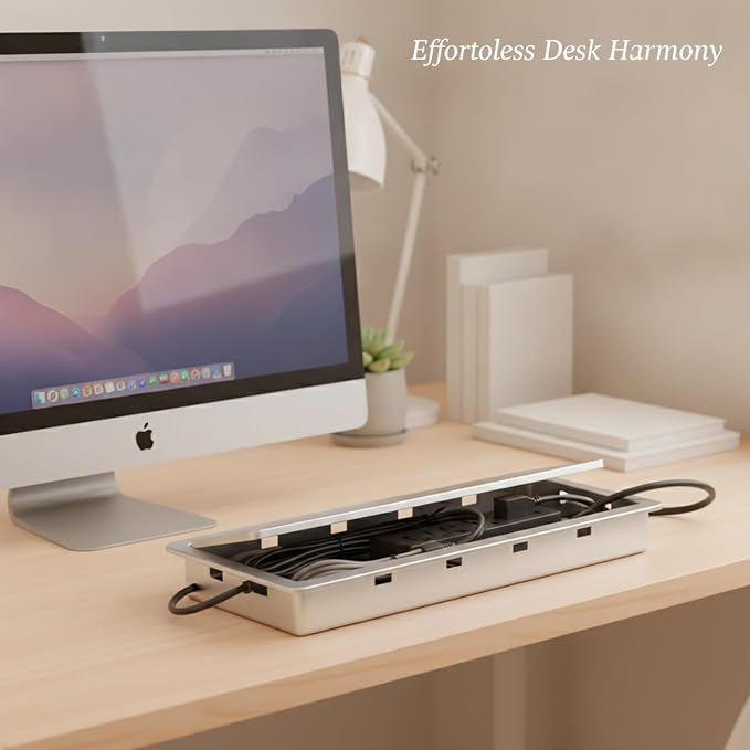 Quick Cable Concealer, ABS Cord Management Box for Desk & TV Stand, Hides Power Strips & Wires, 6.3 x 3.1 x 1.2 Inches (1 Pack)