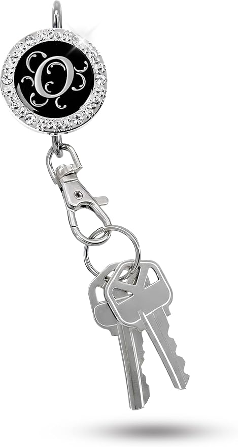 Women’s Bag Charm Key Finder, Car Keychain Hook, Cute Purse Organizer & Tote Bag Accessories, Gifts for Mom - Monogram Letter