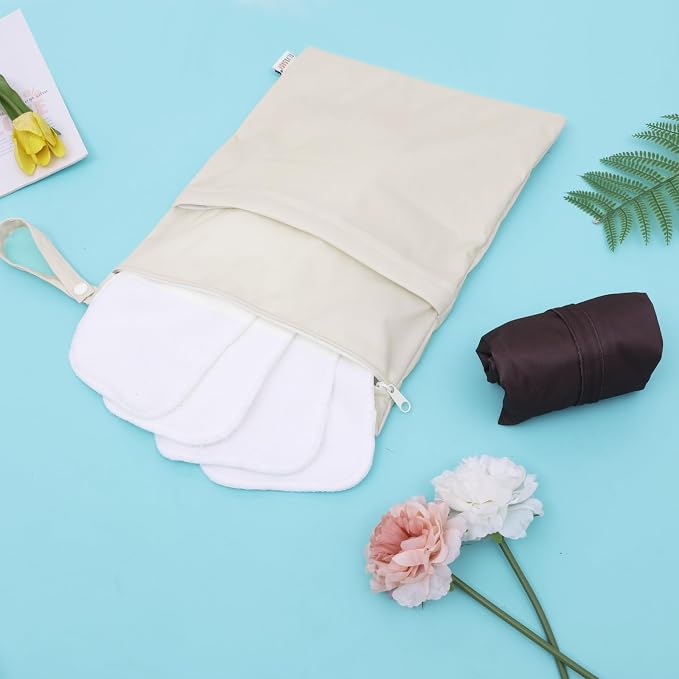 ALVA ALVABABY 2pcs Cloth Diaper Wet Dry Bags Waterproof Reusable with Two Zippered Pockets Travel Beach Pool Daycare Soiled Baby Items Yoga Gym Bag for Swimsuits or Wet Clothes 2LM05