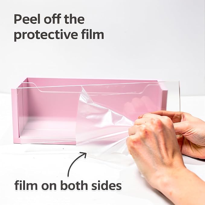 Aesthetic Pink Mail Organizer with Clear Acrylic Dividers - Adjustable Desk & Wall Mount Letter Holder, Modern Paper Sorter for Home Office Decor