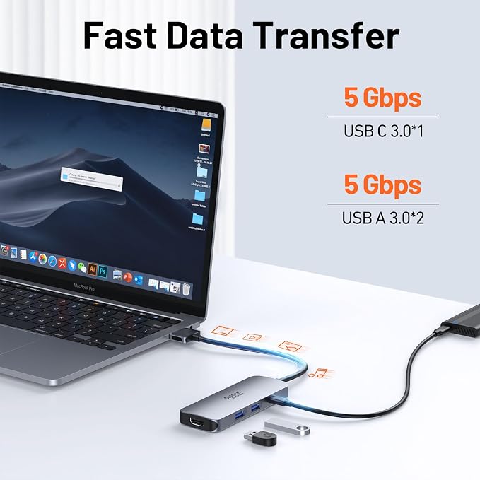 Selore Docking Station for MacBook Pro Air, USB C Hub for MacBook,Dual HDMI Adapter for USB for MacBook,Docking Station Dual Monitor for MacBook Pro Air with Dual HDMI,USB C,2 USB A,PD,SD/TF Reader
