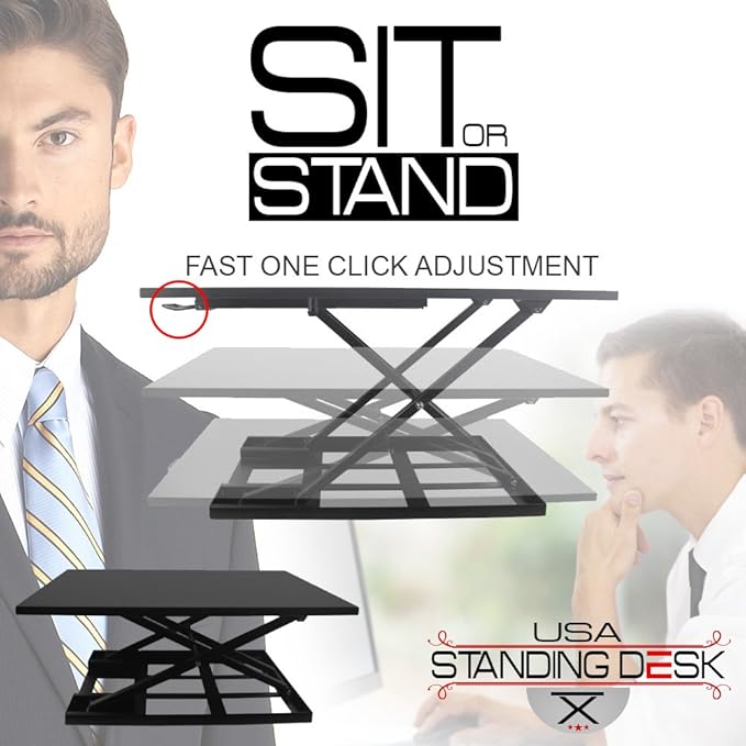 Standing Sit and Stand Up Desk - Easy Height Adjustable Table Jack Desk Converter with Huge 32" x 22" Instantly Convert Any Variable Portable Computer Monitors for Work Home by Elevating in Seconds