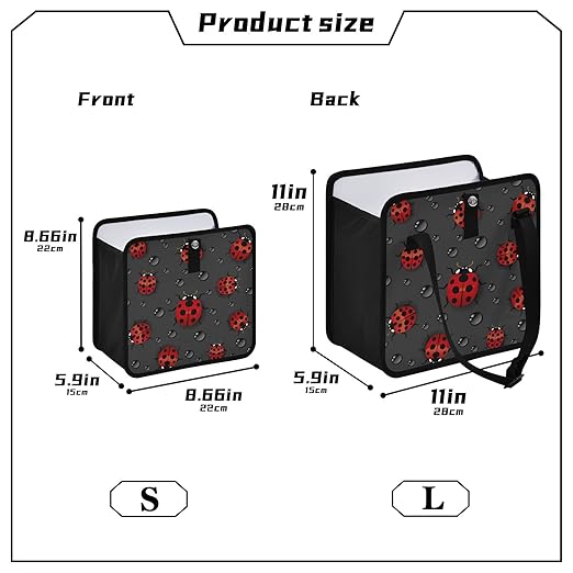 Ladybugs Scarab Dark Gary Car Trash Can Foldable Hanging Car Trash Bag Bin Auto Garbage Can Leak-Proof Car Organizer(Large)