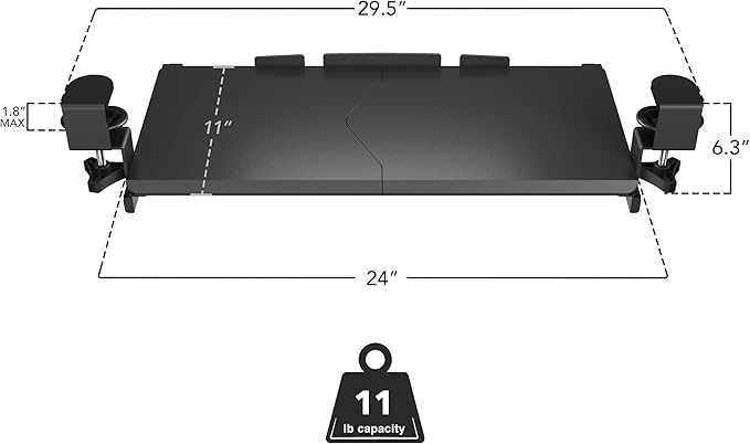 Mount-It! 24” Clamp-On Under Desk Keyboard Tray, Slide-Out Keyboard Drawer for Desk, Ergonomic Pull-Out Platform with Smooth Gliding Tracks, No-Drill C-Clamp Mount, Under Desk Keyboard Holder