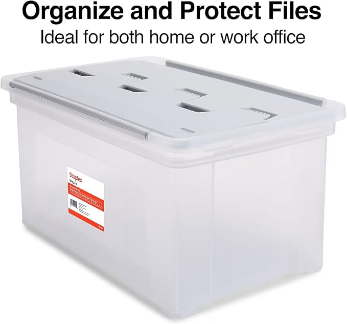 STAPLES Wing Lid File Totes, Letter Size, Clear, 2/Pack