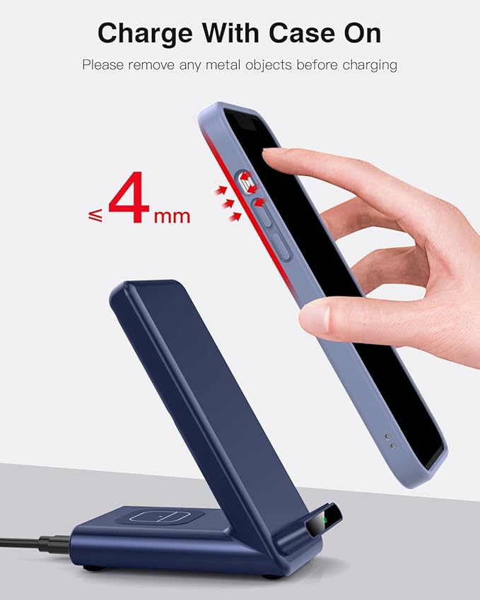 Wireless Charging Station,3 in 1 Charging Stand Made for Apple Watch Ultra 11 10 9 8 7 6 SE 5 4 3,Fast Wireless Charger Made for iPhone 17/Air/16/15/14/13/12/11,for AirPods Pro 3(with Adapter) (Blue)