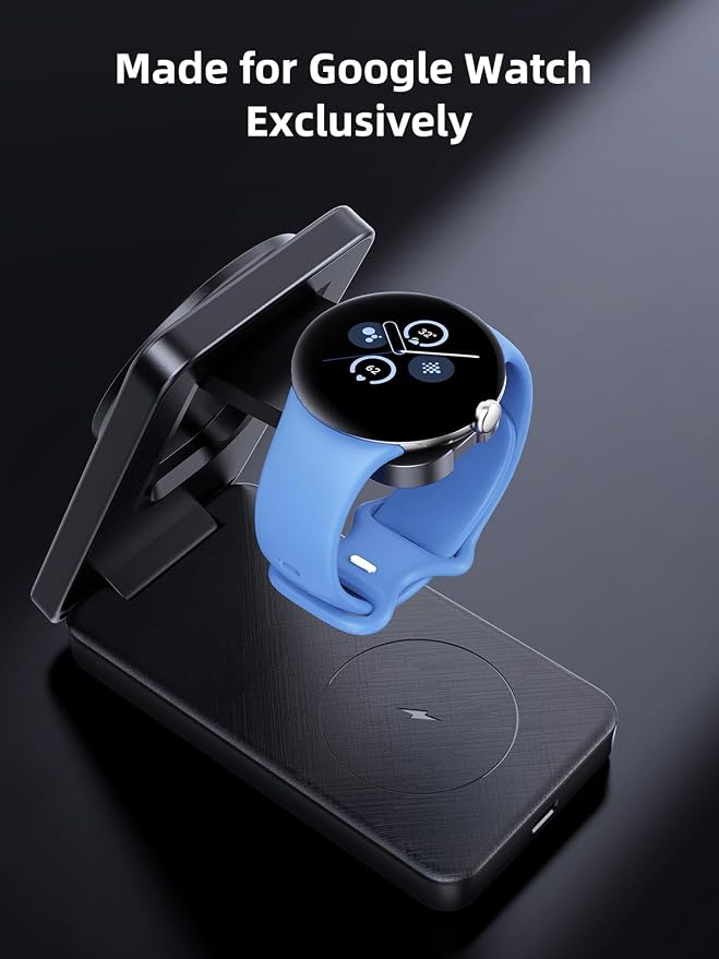 Wireless Charger for Google, 3 in 1 Wireless Charging Station for Pixel Watch 3/2 Charger, Fast Charger Stand for Fitbit Versa 4/3/Sense 2, Google Pixel 10/10a/9/Pro/8(Not for Pixel Watch 4/1)