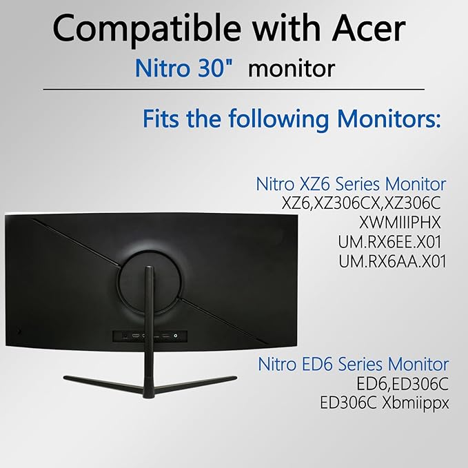 Nitro XZ306C VESA Adapter Compatible with Acer Nitro 30" Monitor（Fits XZ6,XZ306CX,XZ306C XWMIIIPHX,ED6,ED306C,ED306C Xbmiippx,UM.RX6EE.X01,UM.RX6AA.X01）â€?75x75 to 100x100 wall mount Bracket