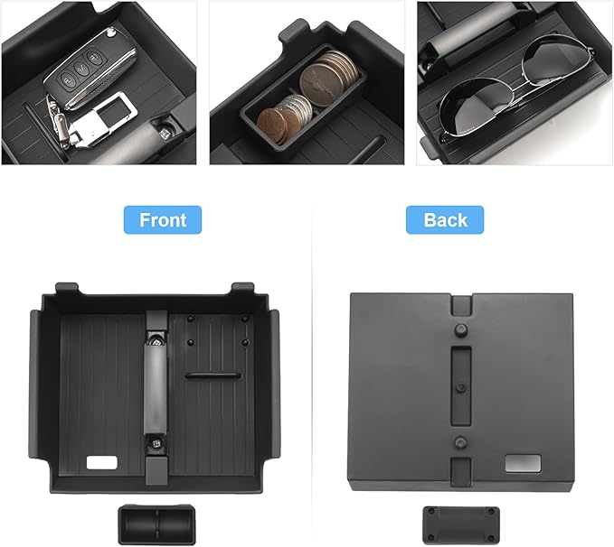 2025 2026 4Runner Center Console Organizer for Toyota 4Runner (All Trims), with Small Handle&Coin Holder, Durable ABS Plastic Console Tray Insert 2026 2025 4Runner Interior Accessories